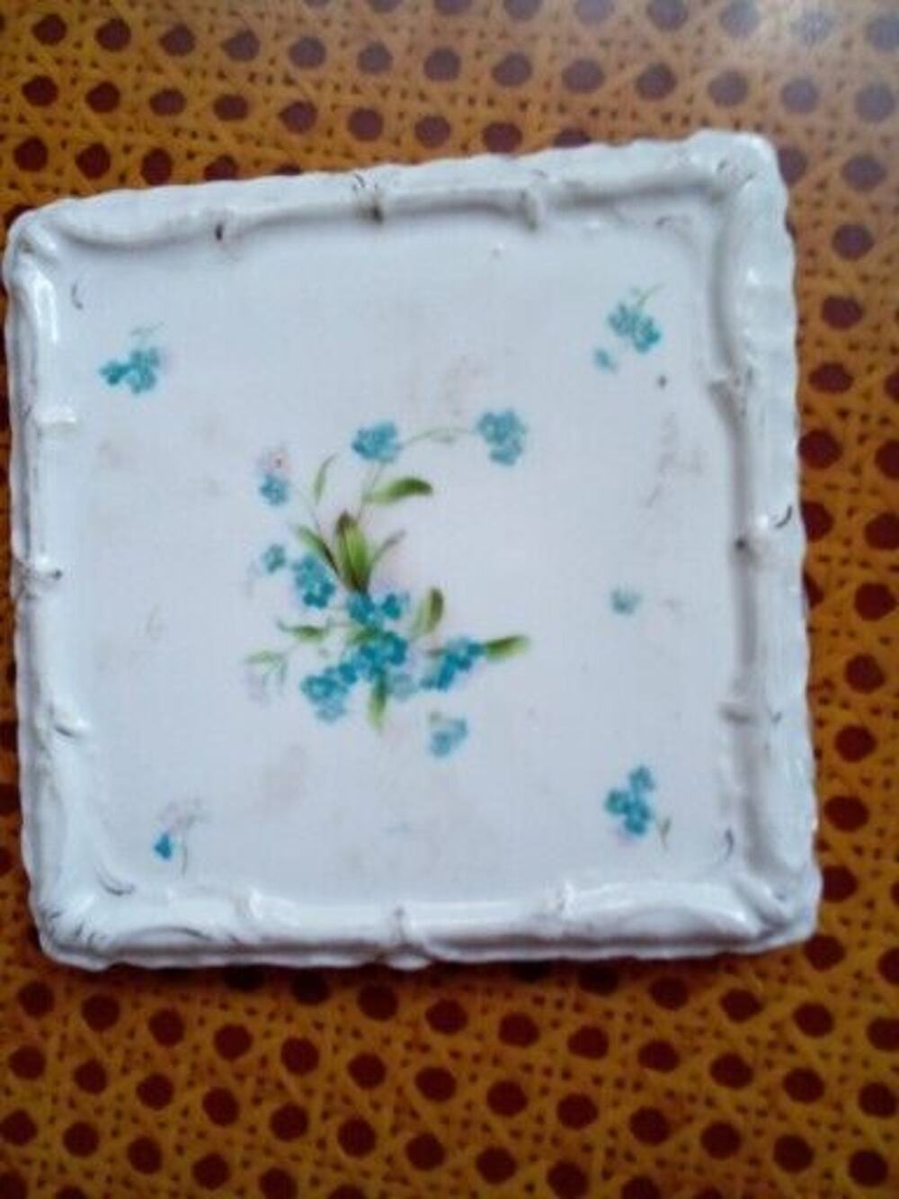 Decorative Trinket Plate Bavarian China Square Plate Germany Floral
